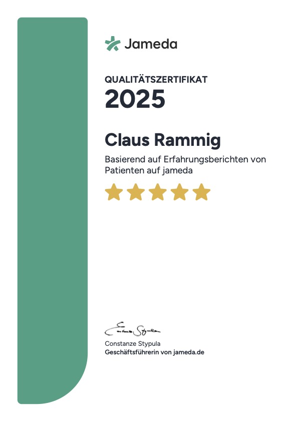 Jameda Qualitätszertifikat 2025 – Bewertungen ansehen Jameda Qualitätszertifikat 2025 – Bewertungen ansehen
